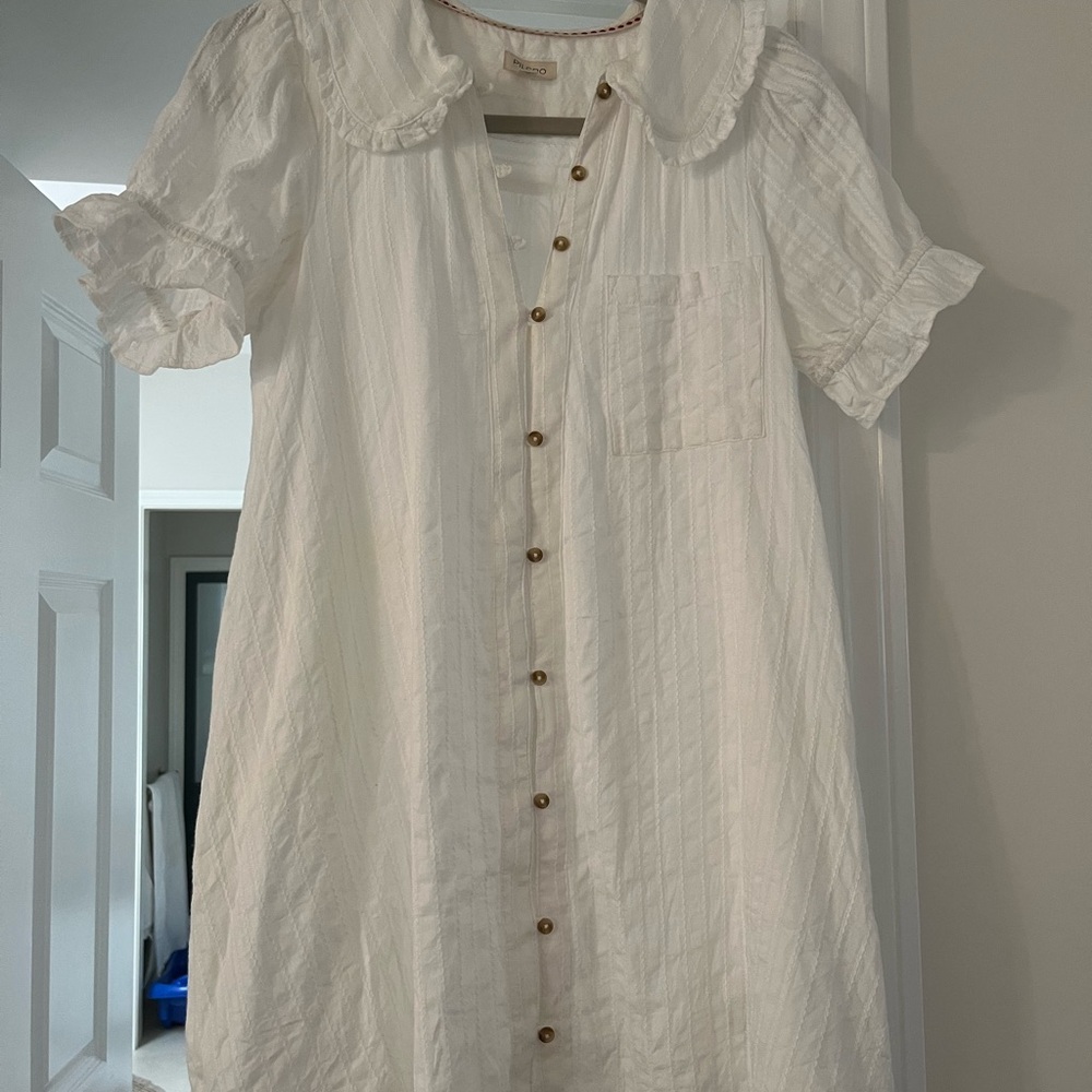 Pilcro White Mini Dress with Button Front